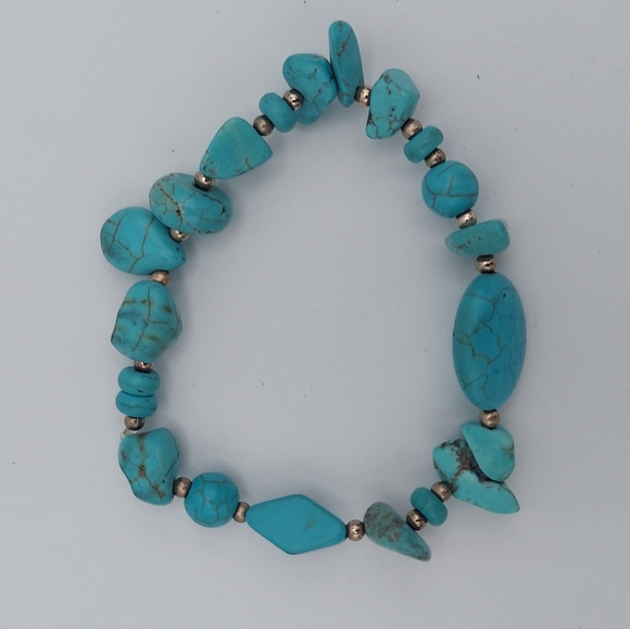 Vintage Turquoise oval chip nugget bracelet - Picture 2 of 3